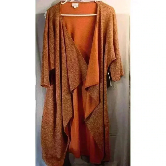 LULAROE SHIRLEY WOMENS SIZE MEDIUM LONG Orange CARDIGAN SWEATER DUSTER - Picture 5 of 8